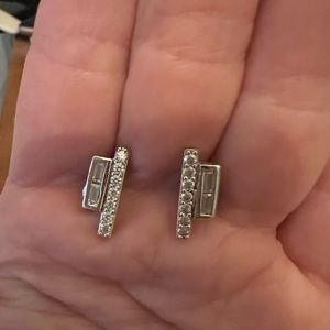 Silver and diamond stud earrings